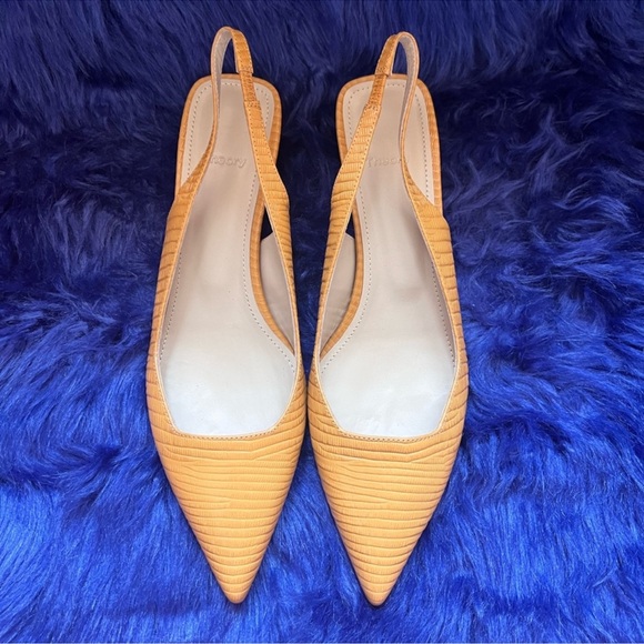 New! THEORY “City” Slingback Block Heel Pumps in Lizzard Embossed Leather - Picture 5 of 12